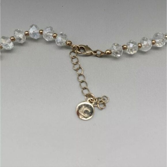 Liz Claiborne Necklace Pale Pink Clear Faceted Beaded Strand Tassel Pendant NWOT - Picture 7 of 8